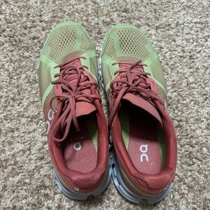 On Running Women's Green and Red Running Shoes
